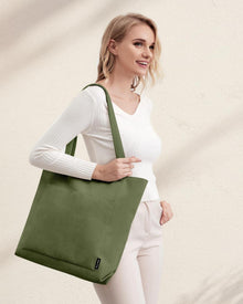 Große Prite Damen Handtasche aus Cord Grün - Vielseitige