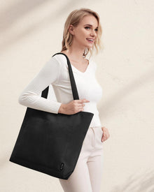 Damen Cord Handtasche Groß Schwarz mit Reißverschluss