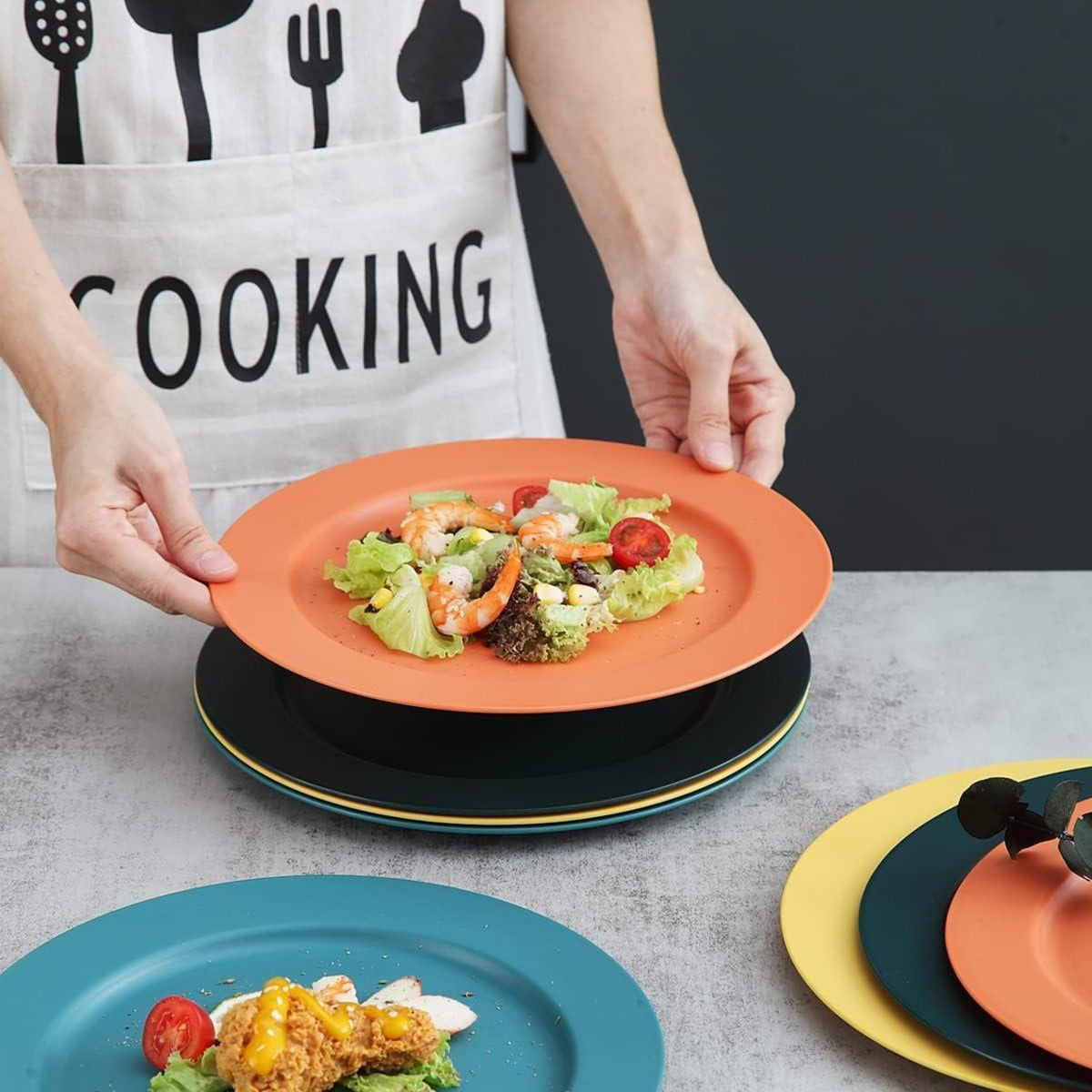 10 Zoll Kunststoff Teller Set – 8 Stück, Spülmaschinenfest & Unzerbrechlich