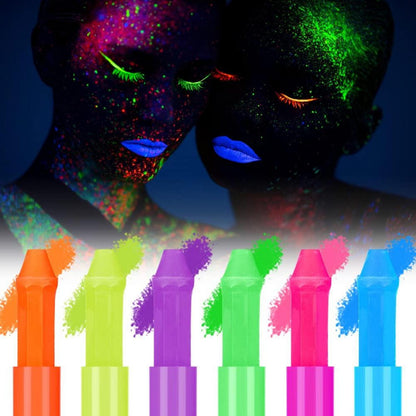AOOWU UV Bodypainting Set, 6 Farben Neon Kinderschminke, Waschbar Face Paint für Halloween Fasching