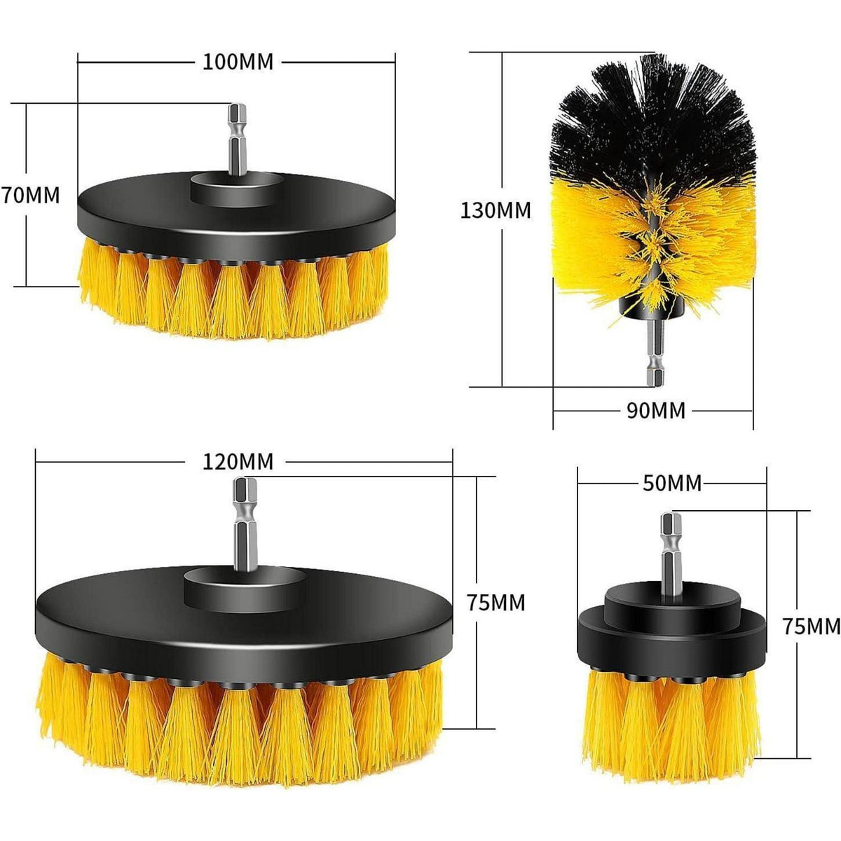 Bohrmaschinen Bürstenaufsatz Set 4tlg. für Auto, Bad & Küche