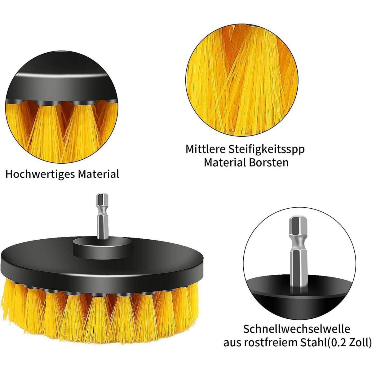 Bohrmaschinen Bürstenaufsatz Set 4tlg. für Auto, Bad & Küche