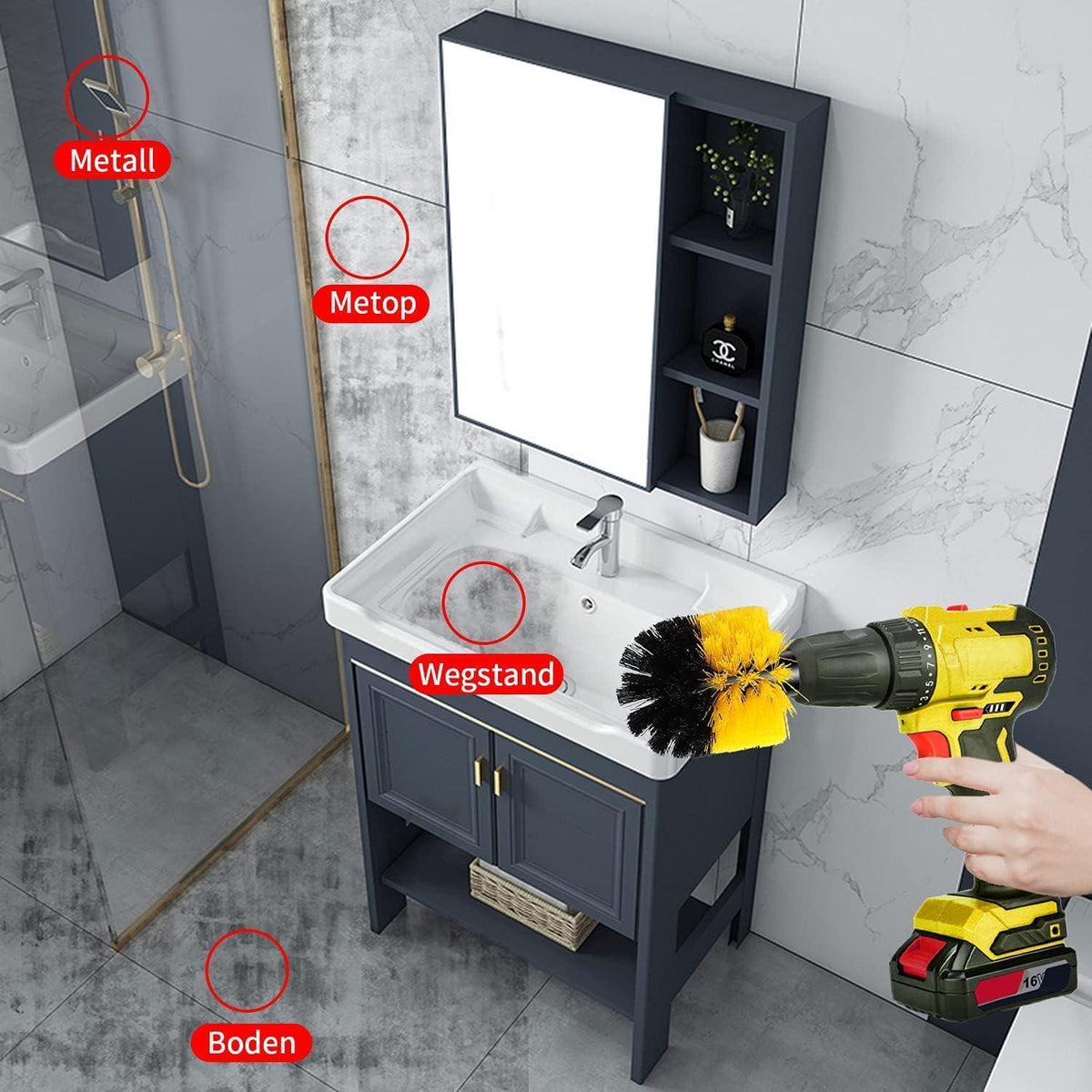 Bohrmaschinen Bürstenaufsatz Set 4tlg. für Auto, Bad & Küche