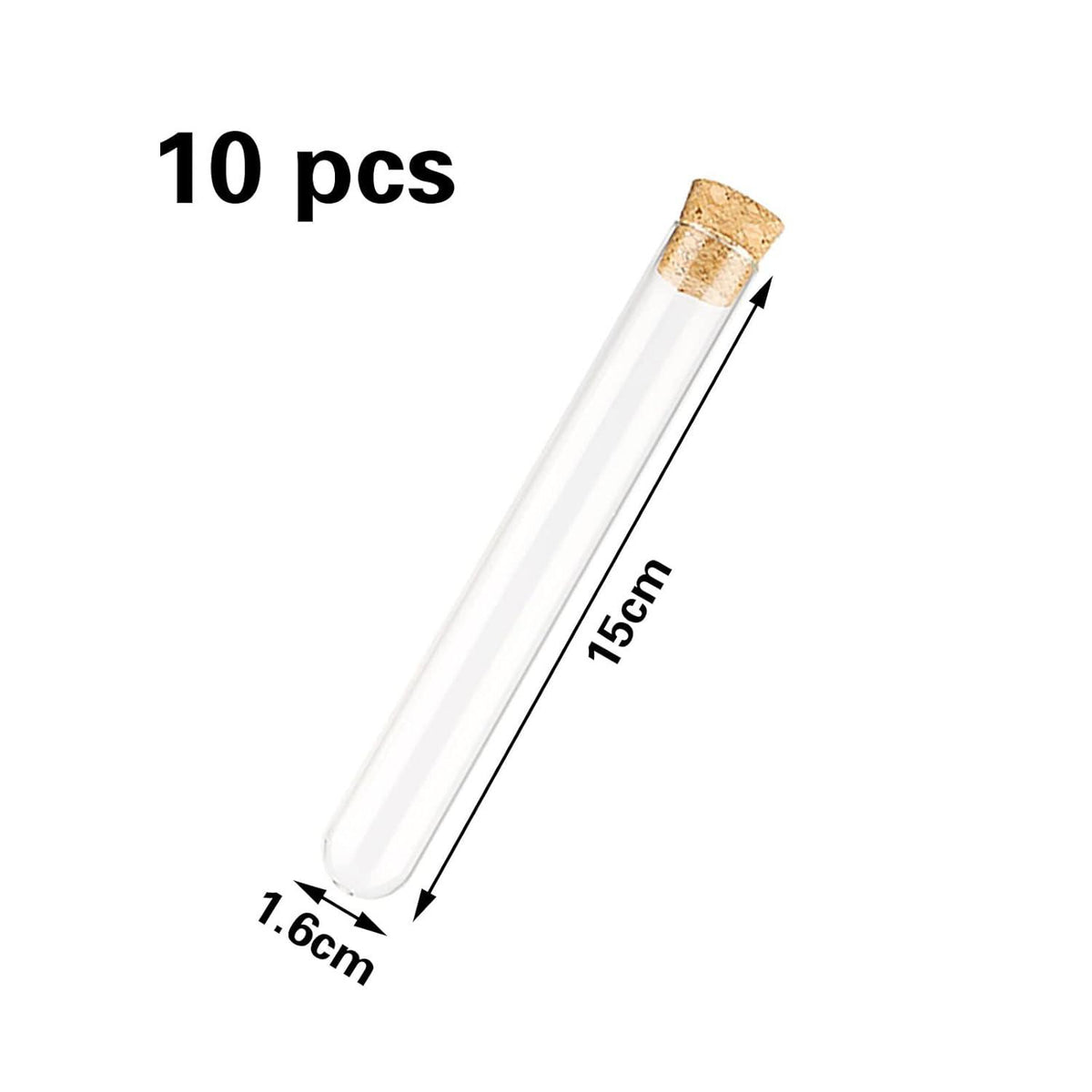 10 Stück Reagenzgläser 16*150mm mit Korken - Kunststoff