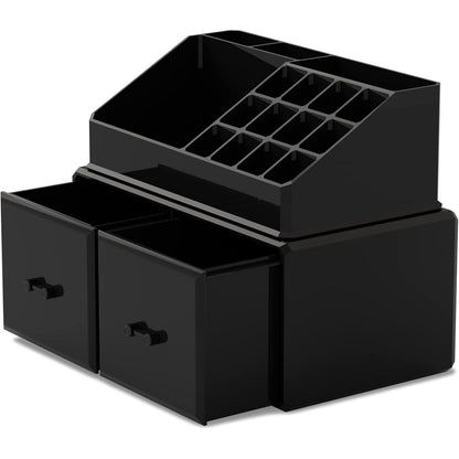 Kosmetik Organizer 2 Lagen 2 Schubladen Schwarz