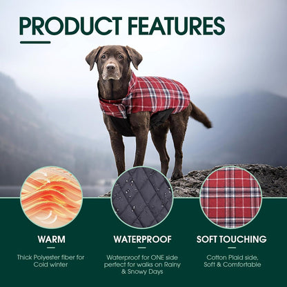 Hundemantel Winter Große Hunde Fleece Wasserdicht XL Rot
