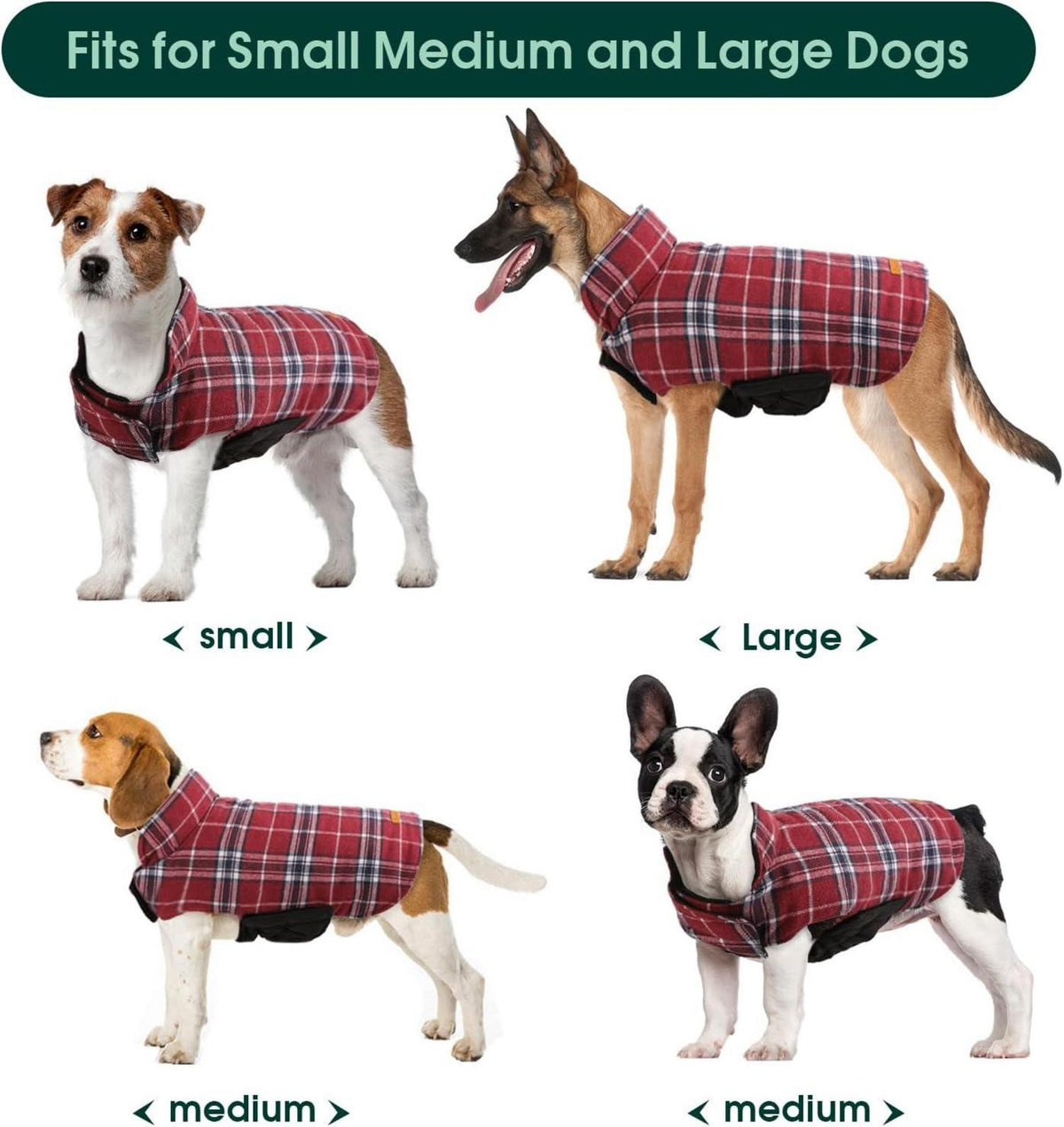 Kuoser Hundemantel Winter Groß Hunde Fleece Wasserdicht XL Rot