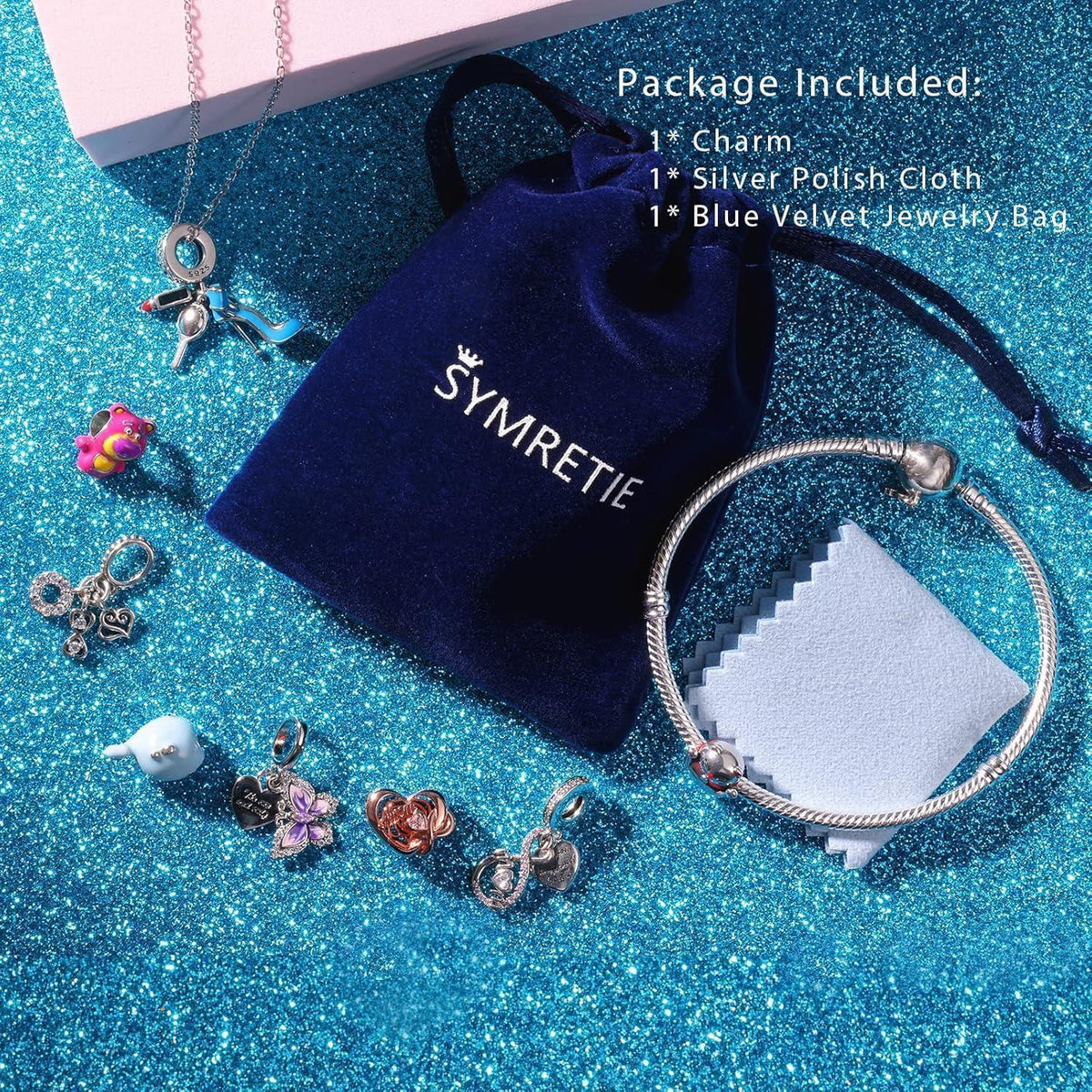 925 Sterling Silber Charm Anhänger - Schmetterling Herz für Damen Armband & Halskette