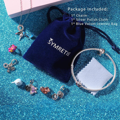 925 Sterling Silber Charm Anhänger - Schmetterling Herz für Damen Armband & Halskette