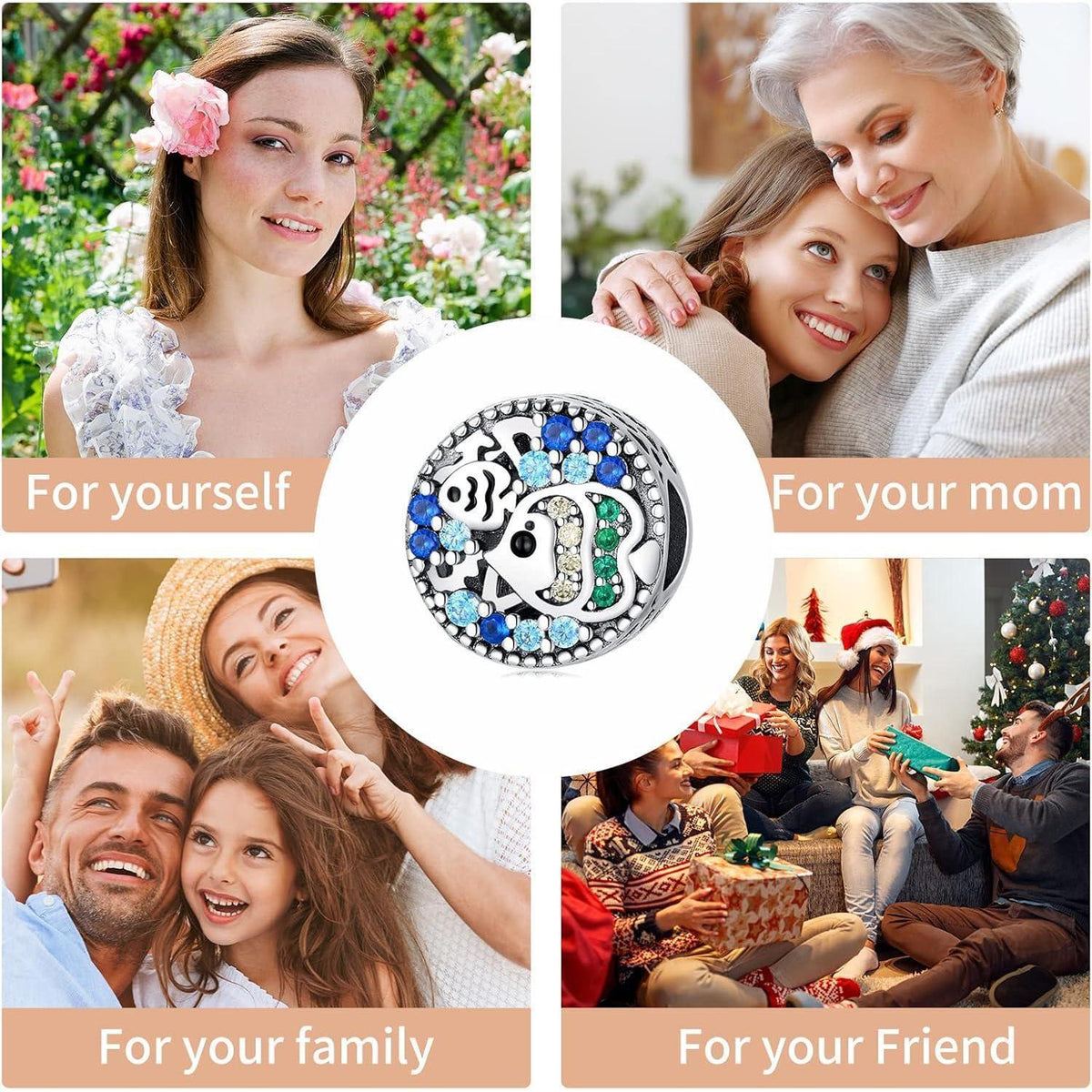 925 Sterling Silber Charm Anhänger Schmetterling Herz Zirkonia