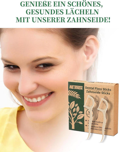 200x Nachhaltige Zahnseide Sticks - Vegane Dental Floss Picks - Plastikfrei & Umweltfreundlich - NETONDA