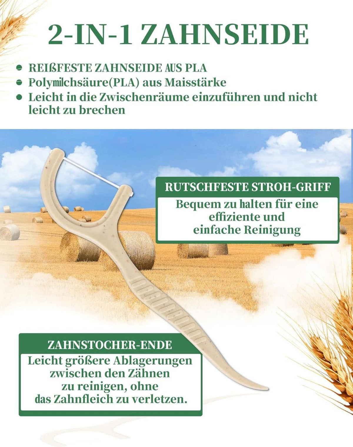 300 Nachhaltige Zahnseide Sticks Vegan Dental Floss PLA