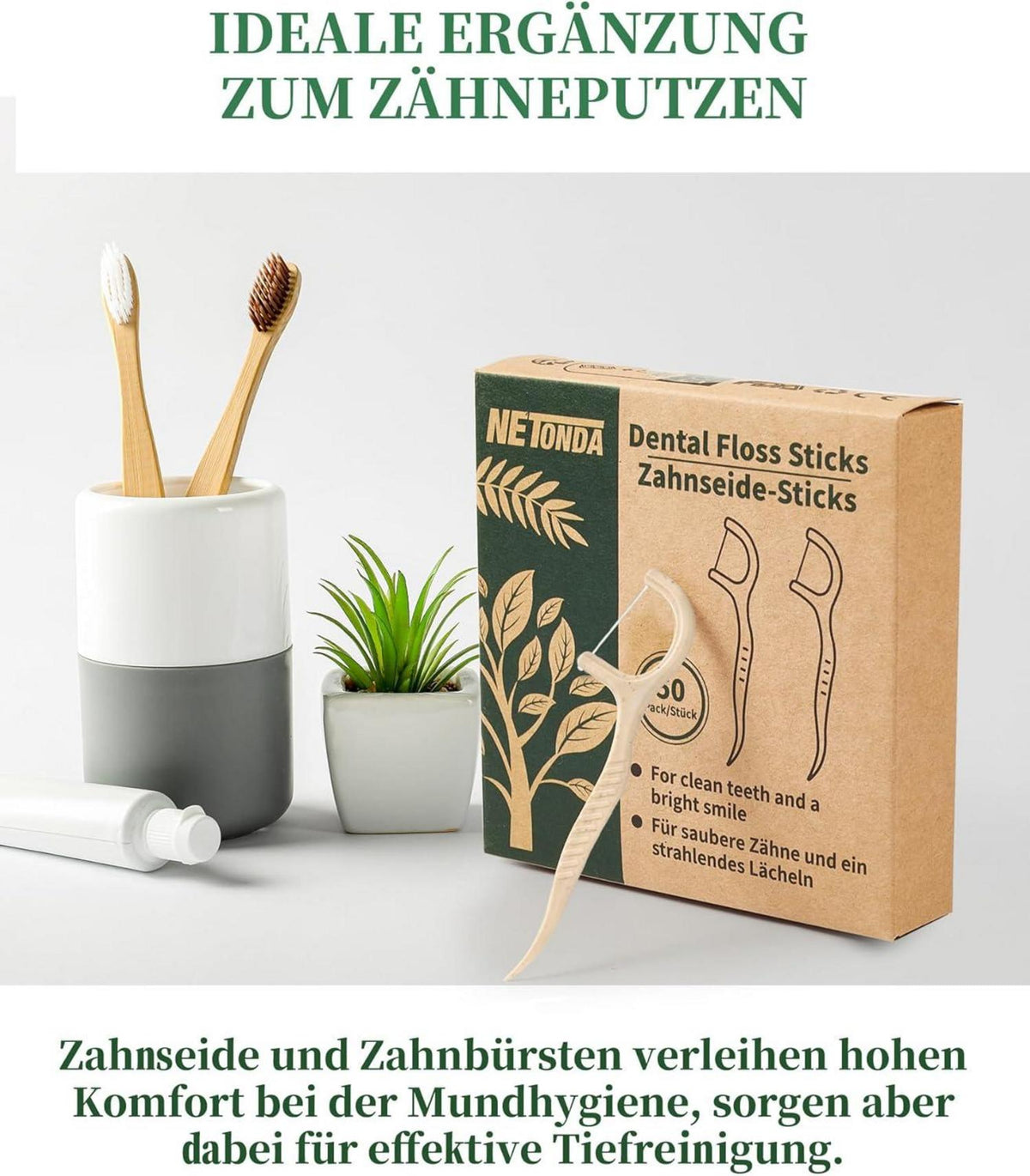 300er Set Nachhaltige Zahnseide Sticks Vegan Dental Floss Picks Plastikfrei Bio