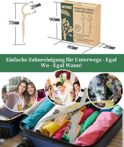 300er Set Nachhaltige Zahnseide Sticks Vegan Dental Floss Picks Plastikfrei Bio