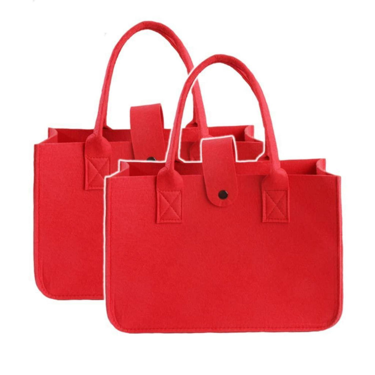 Filztaschen Shopper Set 2 Stück – Robuste & Faltbare Einkaufstaschen Rot