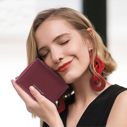 ANYWN Geldbörse Damen klein Weinrot Elegante Geldtasche mit