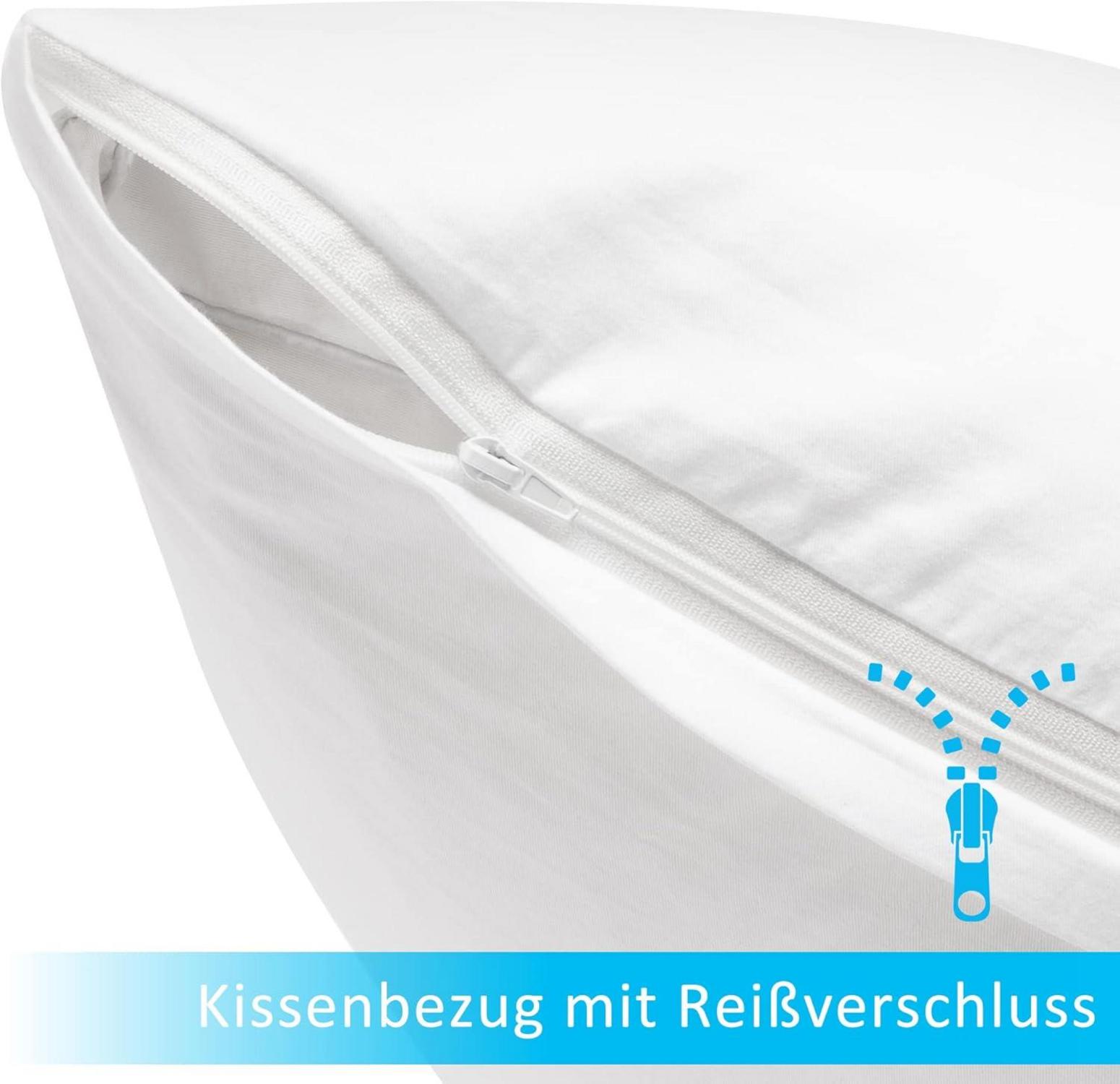 Kissenbezug 40x40 cm weiß Baumwolle Reißverschluss Premium weich