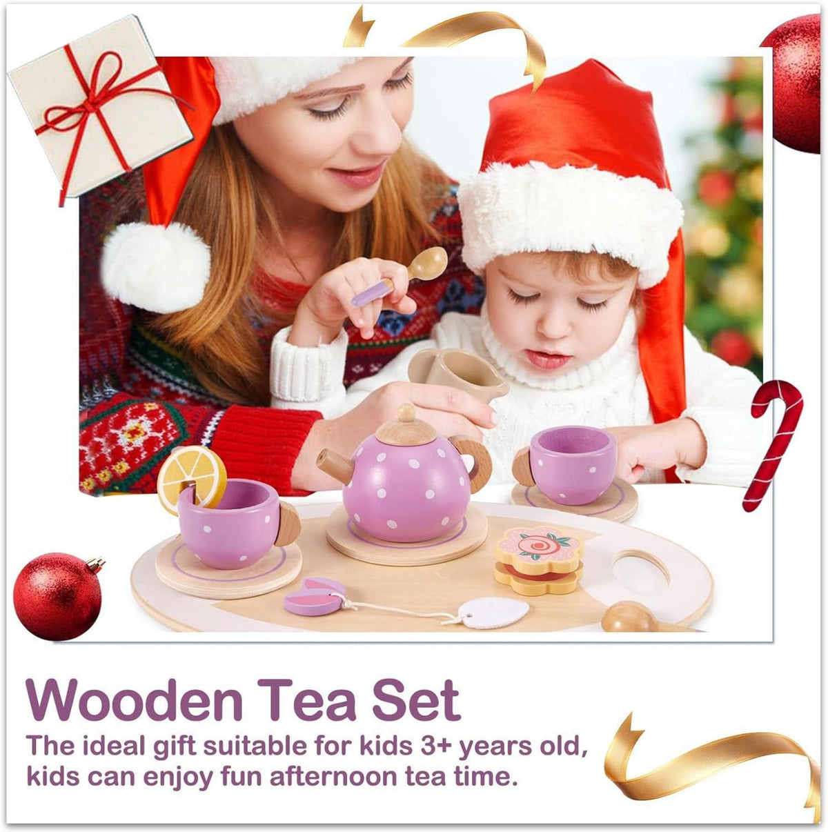 Teeservice Holz Set Kinderküche Zubehör Teeparty Spielküche