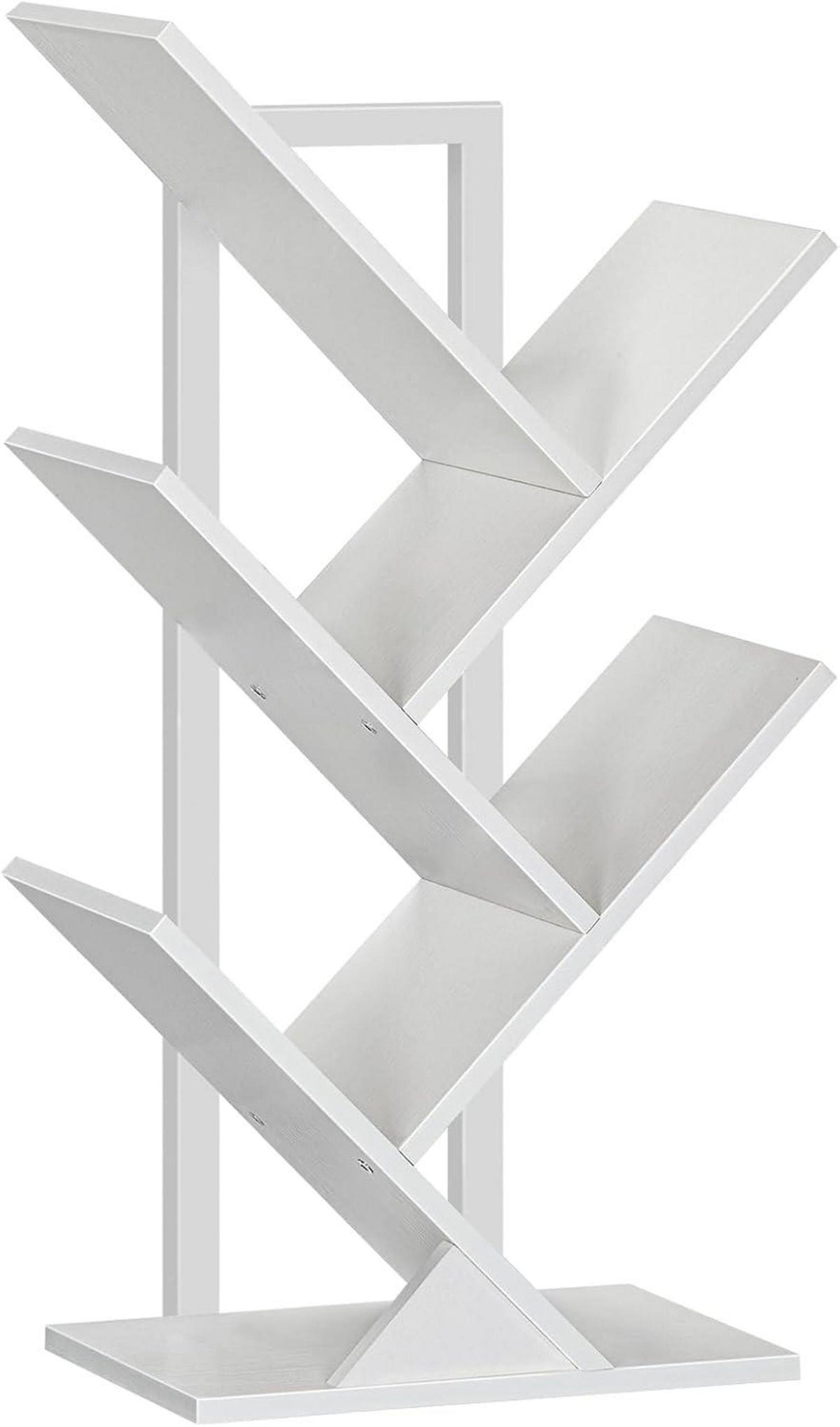 Modernes Standregal Bücherregal Baumform 4 Ebenen Weiß 34x20x71 cm