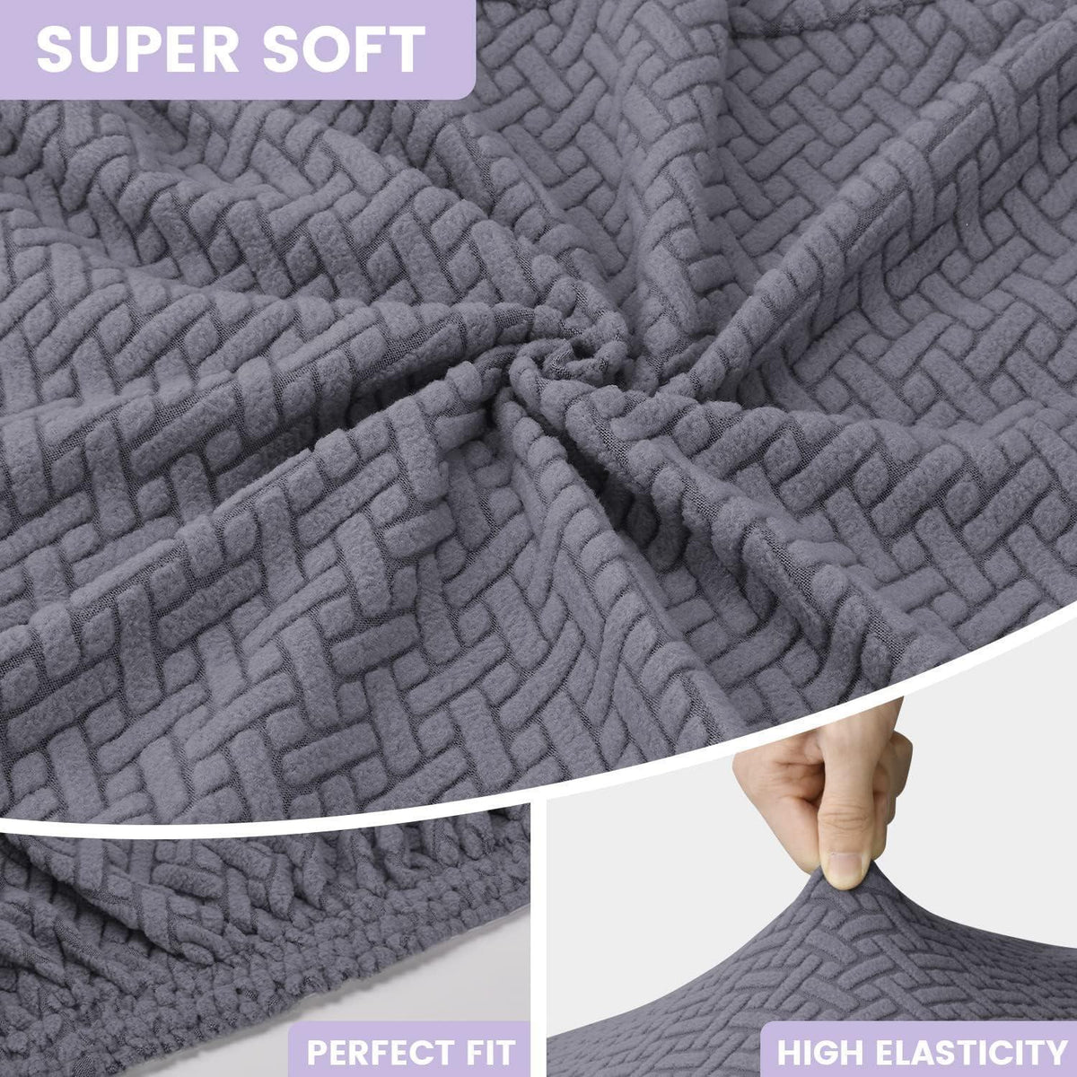 Stuhlhussen 6er Set Jacquard Stretch Grau – Abnehmbar & Waschbar