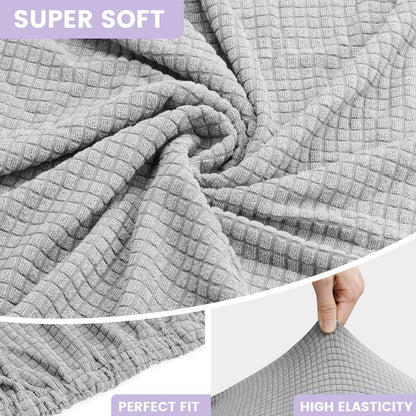 Stuhlhussen 2er Set Silbergrau | Stretch Jacquard Esszimmerstuhlbezug