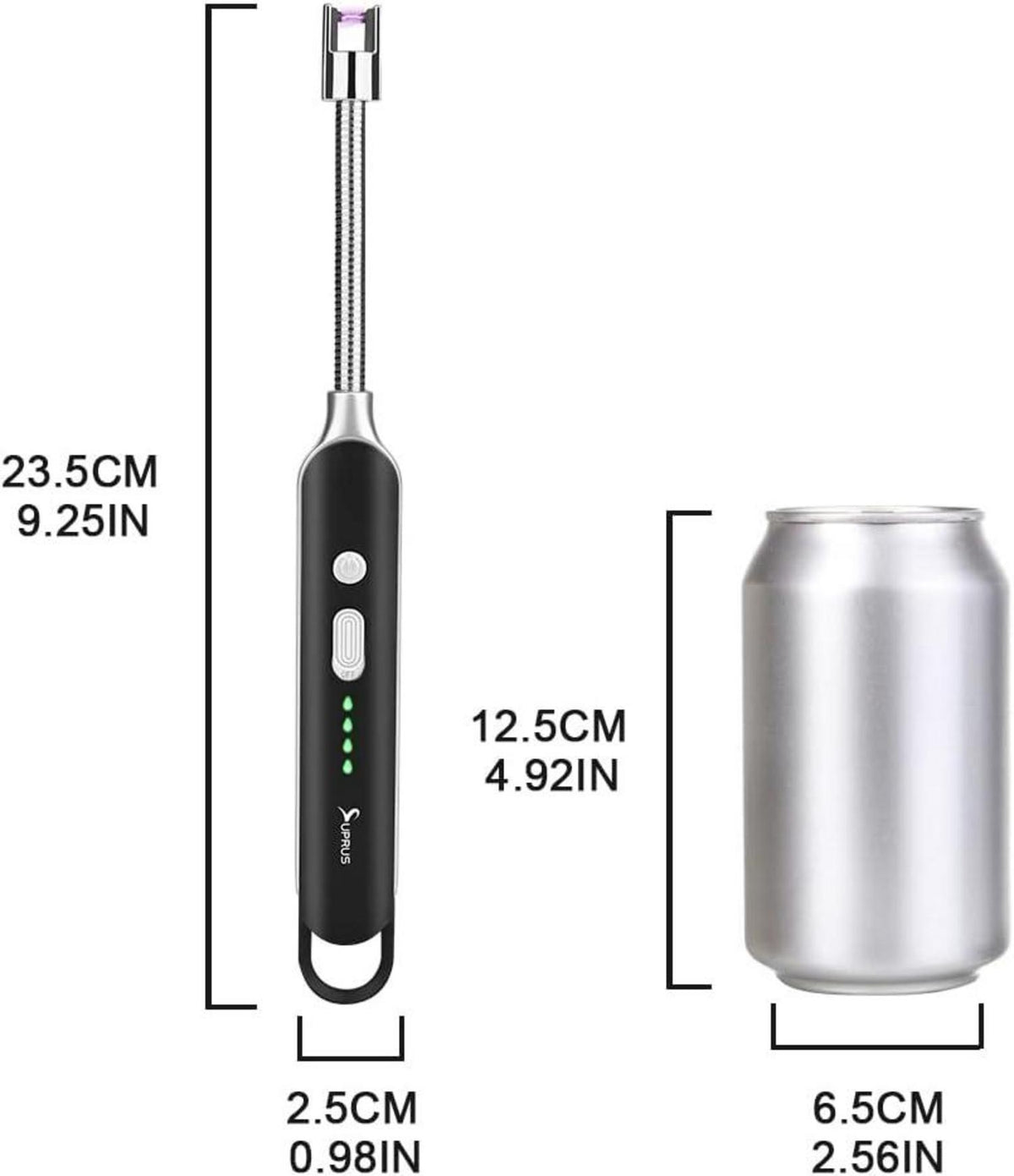 SUPRUS Elektrisches Feuerzeug USB Winddicht Flammenlos Wiederaufladbar Schwarz