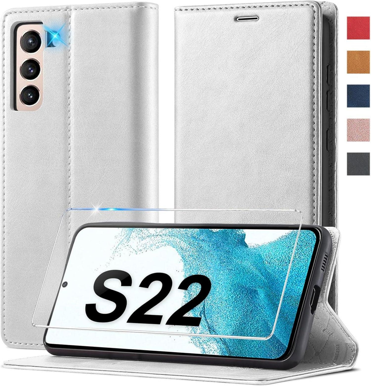 2024 Upgraded Samsung Galaxy S22 Hülle Leder Wallet Case
