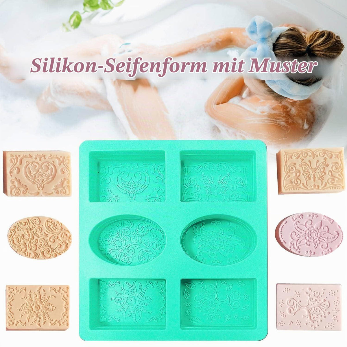 Silikon Seifenformen 6 Hohlräume Oval & Rechteckig DIY