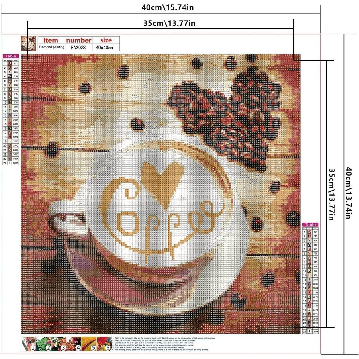 5D Diamant Painting Kaffee – Malen nach Zahlen 40x40 cm