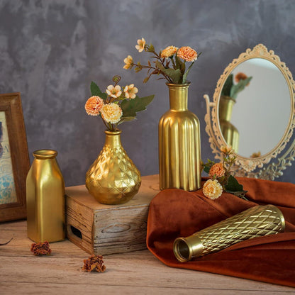 Goldene Blumenvasen Glas Vintage Set 4er Deko Wohnzimmer