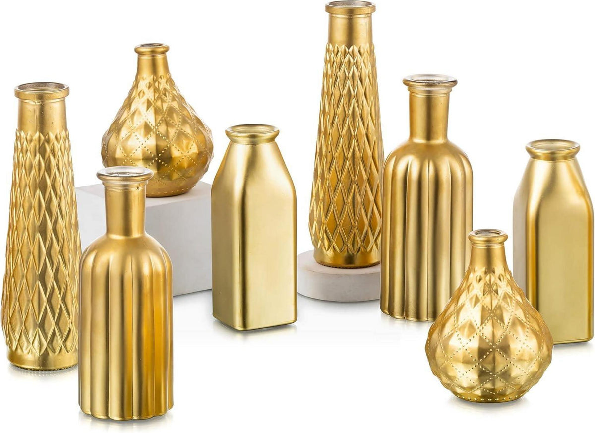 Goldene Vasen Set Aesthetic Glas Blumenvase Tischdeko Hochzeit