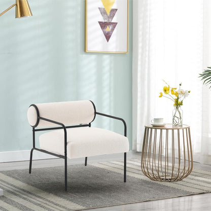 Mingone Loungesessel Lammwolle Weiß - Bequemer Teddy Sessel