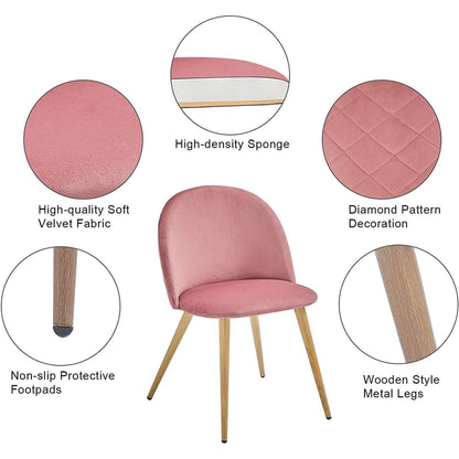 Samt Esszimmerstühle Set (Rosa, 4er-Set) – Modern & Komfortabel