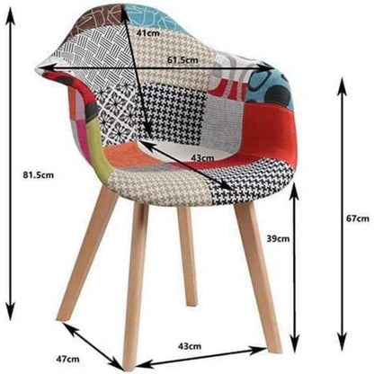 Patchwork Esszimmerstühle mit Armlehnen - 4er Set Rot
