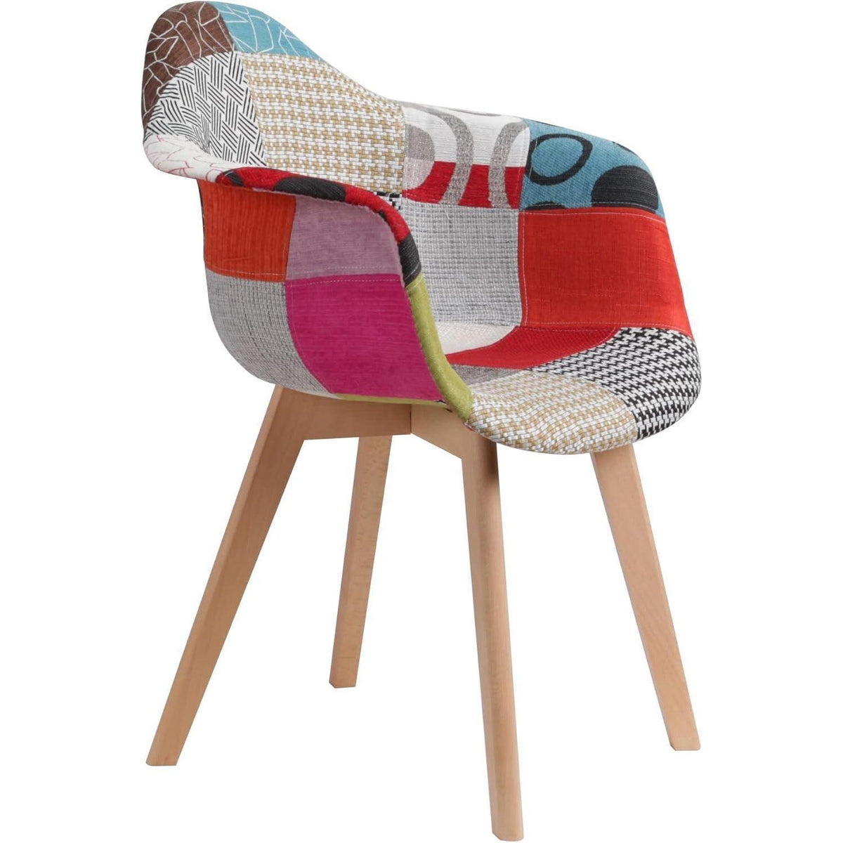 Patchwork Esszimmerstühle mit Armlehnen - 4er Set Rot