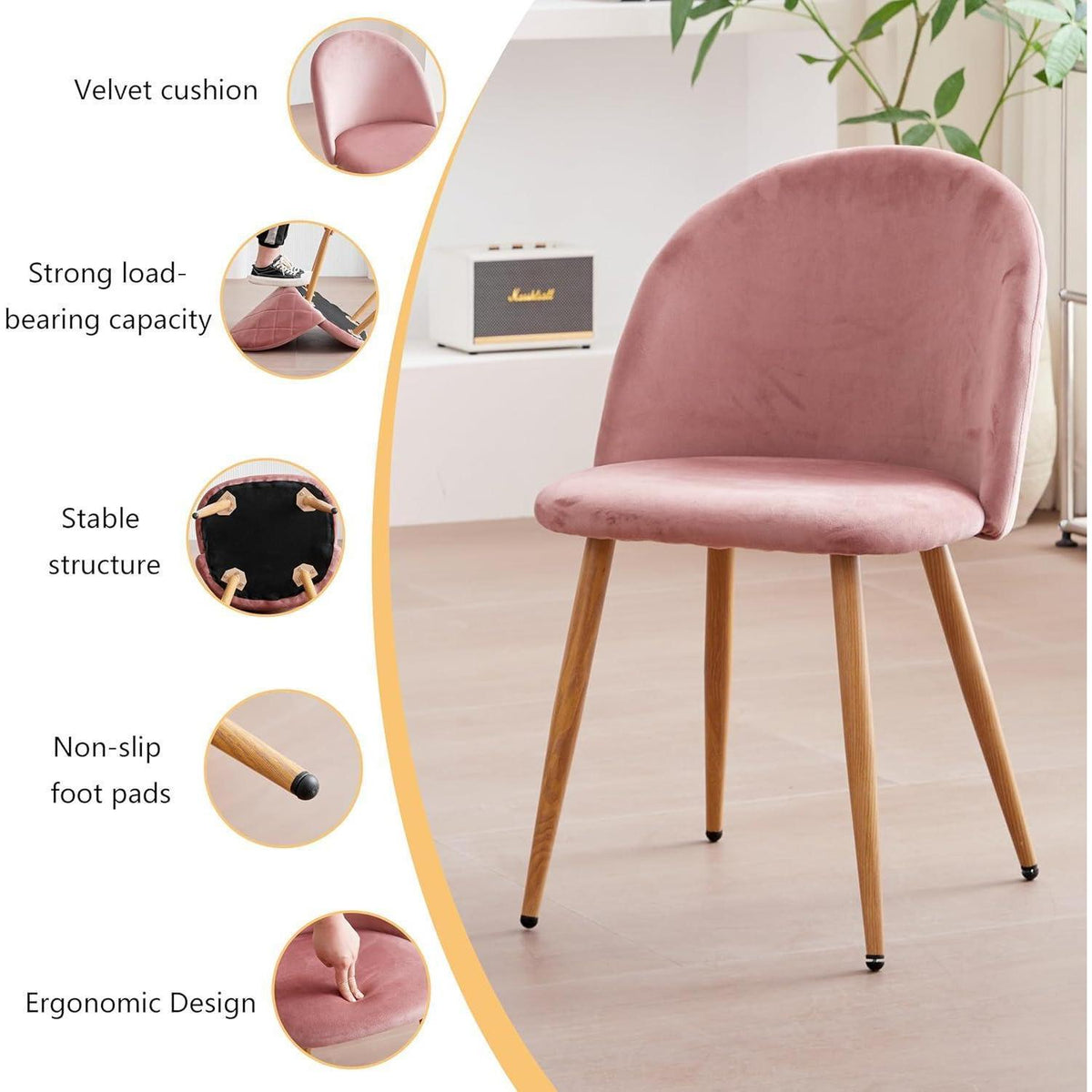 Samt Esszimmerstühle Set (Rosa) – Modern & Komfortabel