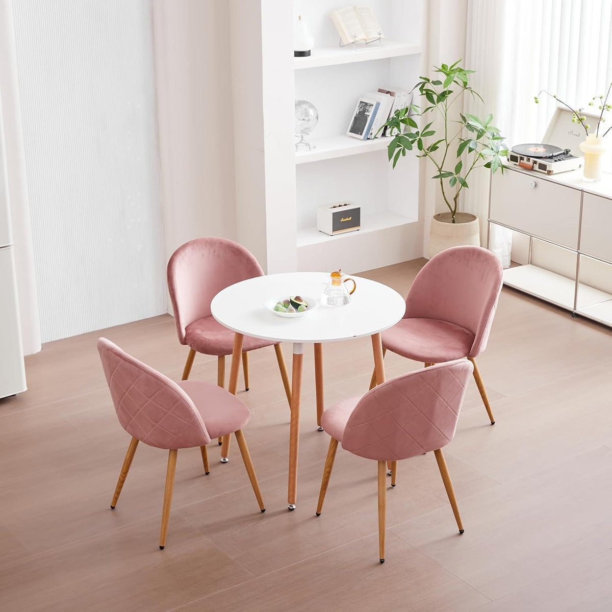Samt Esszimmerstühle Set (Rosa) – Modern & Komfortabel