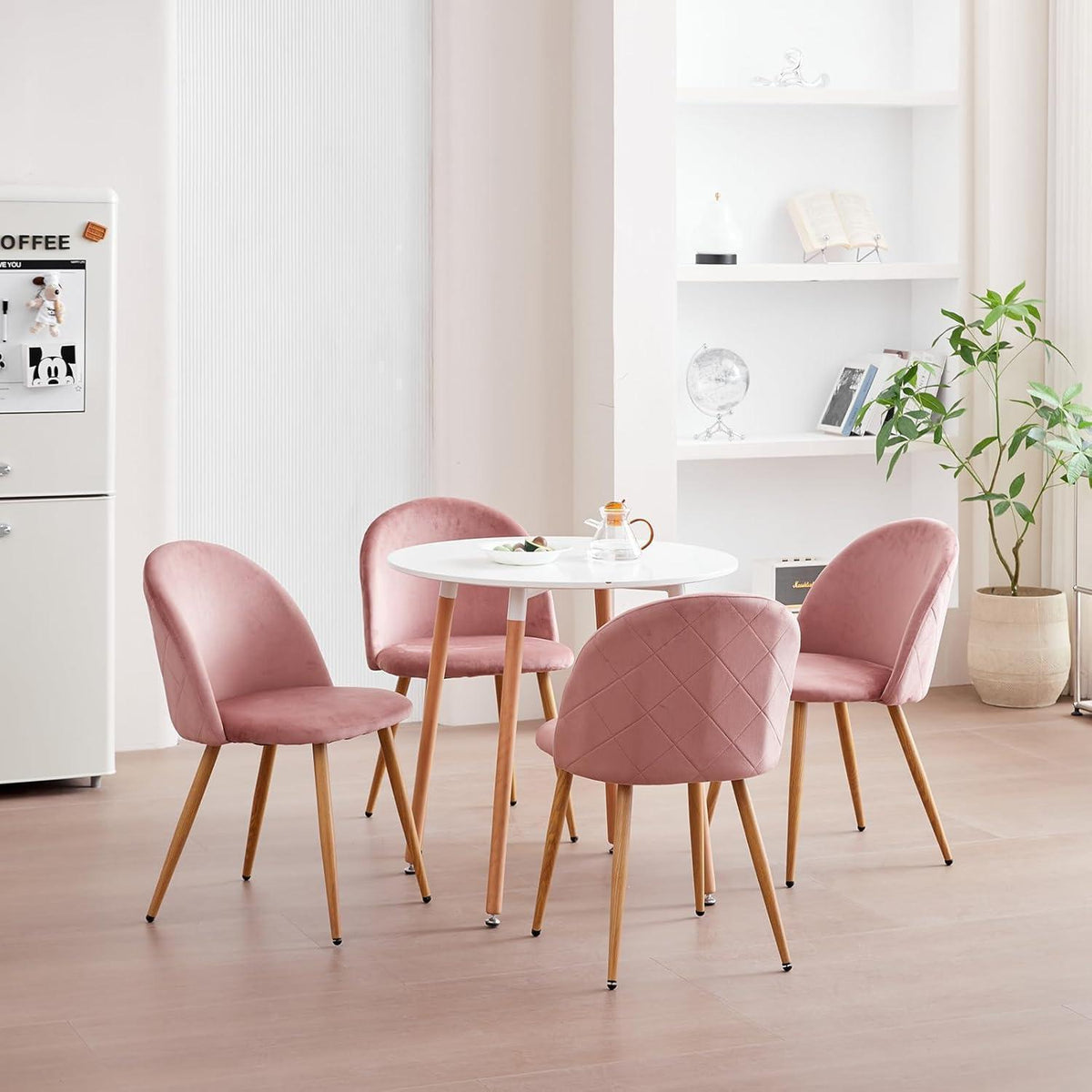 Samt Esszimmerstühle Set (Rosa) – Modern & Komfortabel