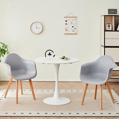 Moderner Esszimmerstuhl Set (6er) mit Armlehnen & Buchenholzbeinen Grau