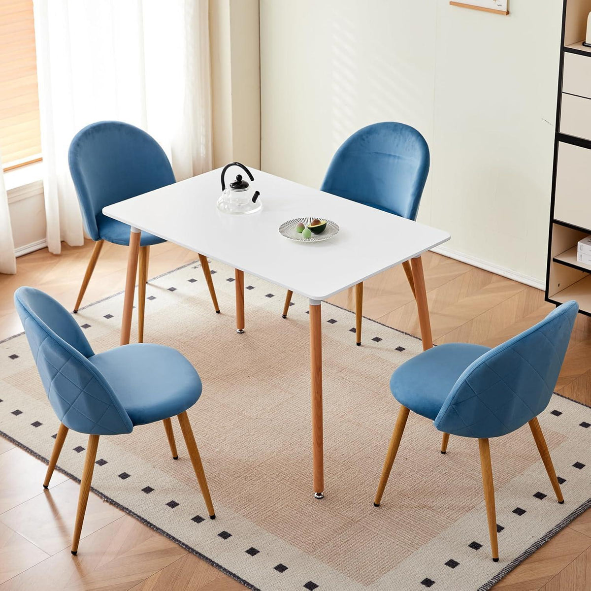 Samt Esszimmerstühle Set (Blau, 4er-Set) – Modern & Komfortabel