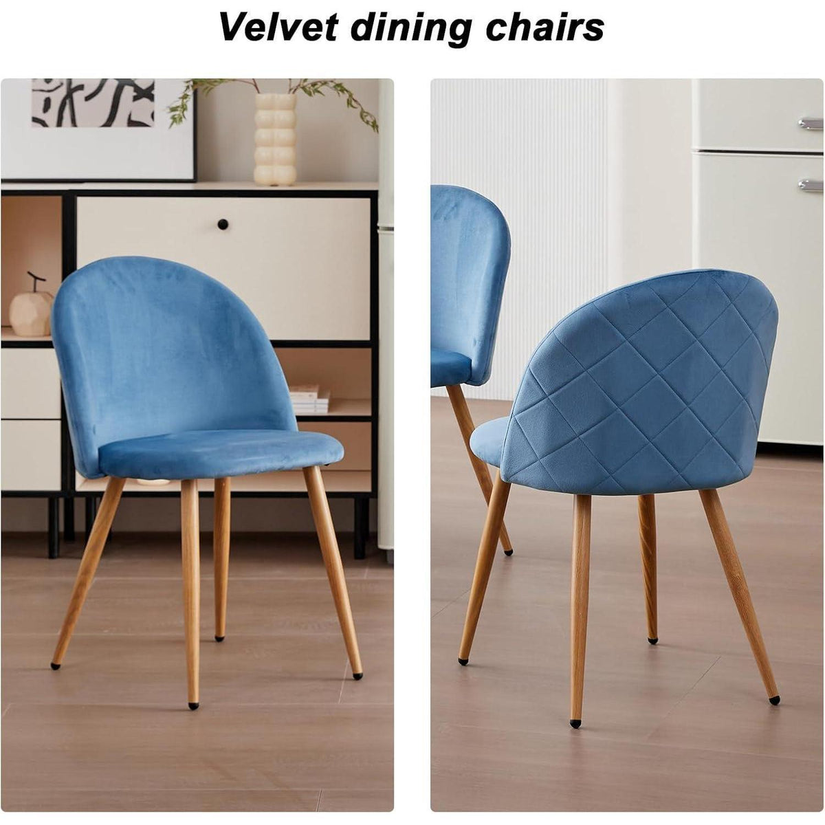Samt Esszimmerstühle Set (Blau, 4er-Set) – Modern & Komfortabel