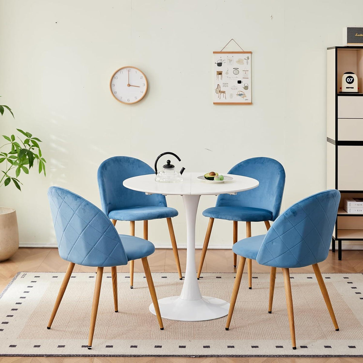 Samt Esszimmerstühle Set (Blau, 4er-Set) – Modern & Komfortabel