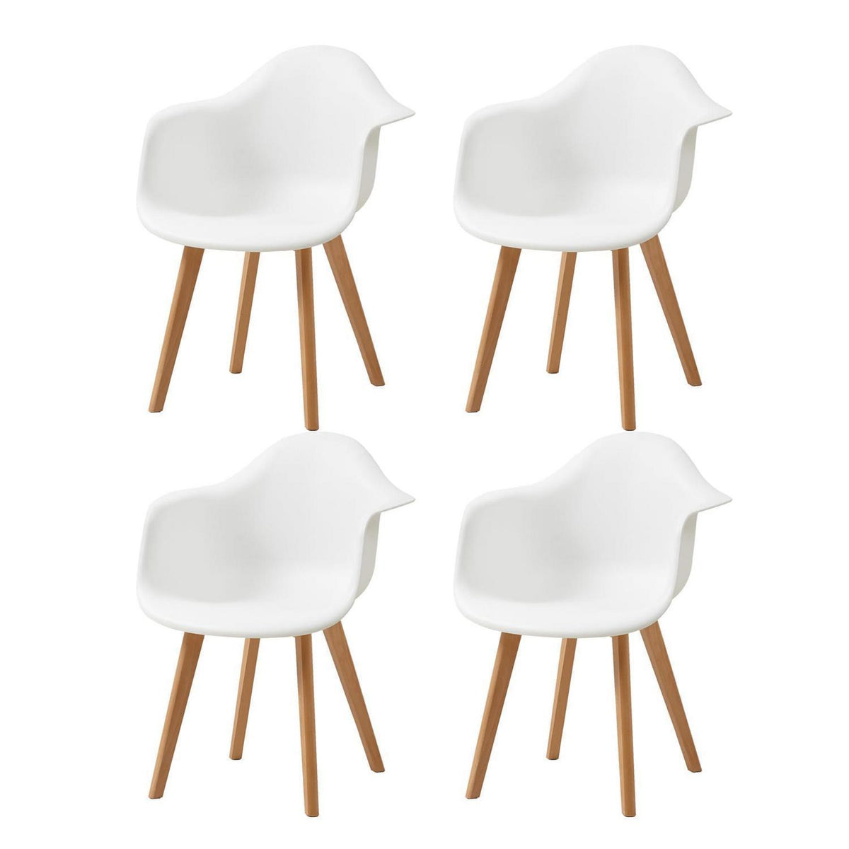 Moderner Esszimmerstuhl Set (4er) mit Armlehnen – Weiß