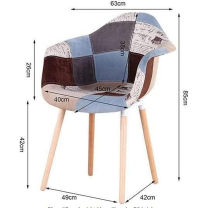 2 Esszimmerstühle Patchwork-Stoff mit Armlehnen, Buchenholz