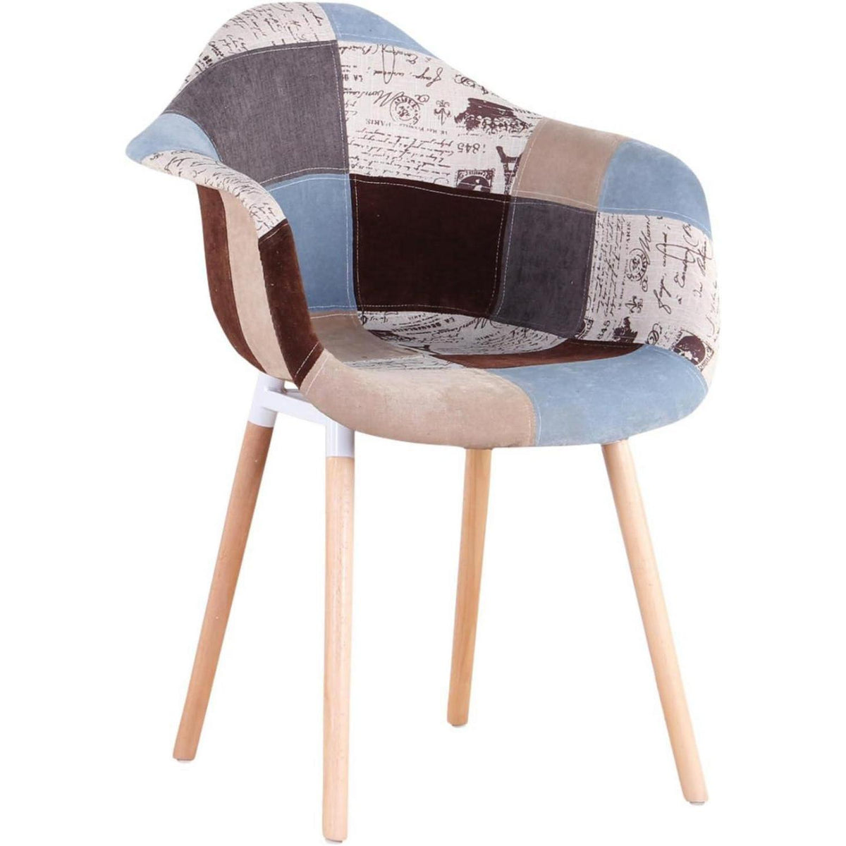 2 Esszimmerstühle Patchwork-Stoff mit Armlehnen, Buchenholz