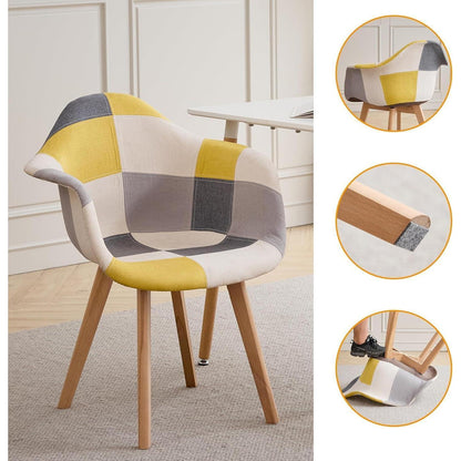 Patchwork Esszimmerstühle mit Armlehnen – Gelb