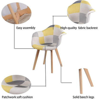 Patchwork Esszimmerstühle mit Armlehnen – Gelb