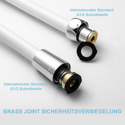Hochwertiger PVC-Duschschlauch 3,0 m Weiß, Ersatz Brauseschlauch