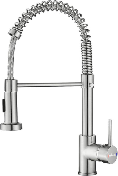 Moderne Edelstahl Küchenarmatur mit Brause - Hochdruck 360° Drehbar