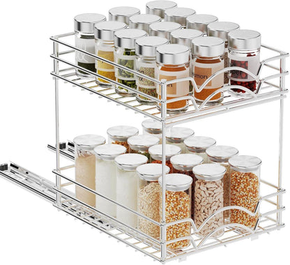 Ausziehbares Gewürzregal Metall 2 Tier Schrank Küche Chrom